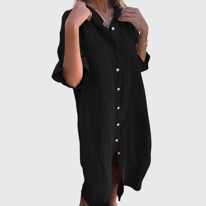 Clara Duval Button-Up Shirt Dress