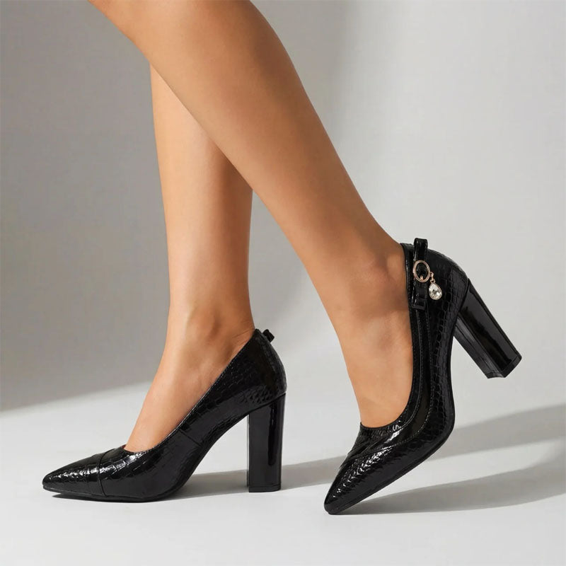Victoria - Women's Embossed Animal Print High Block Heels