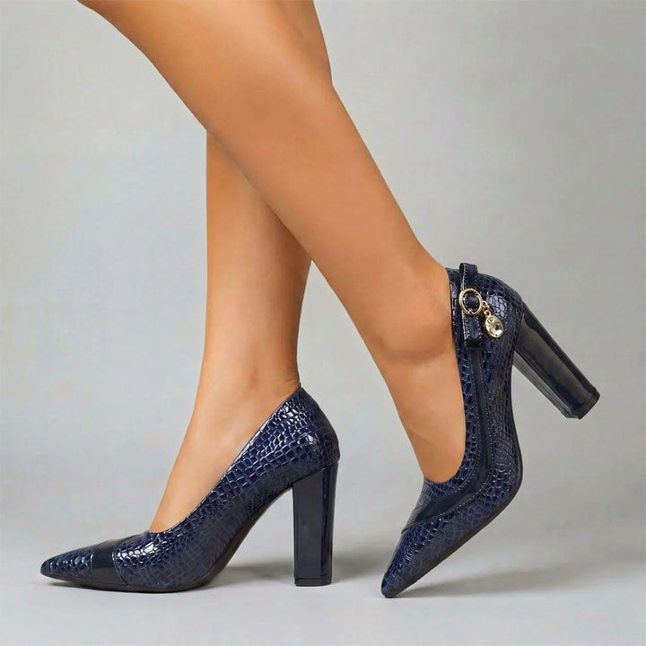 Victoria - Women's Embossed Animal Print High Block Heels