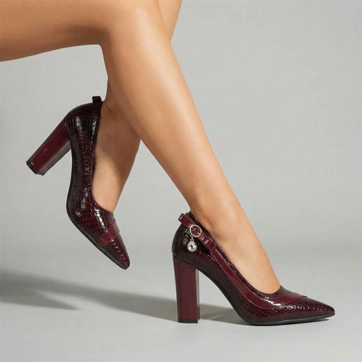 Victoria - Women's Embossed Animal Print High Block Heels