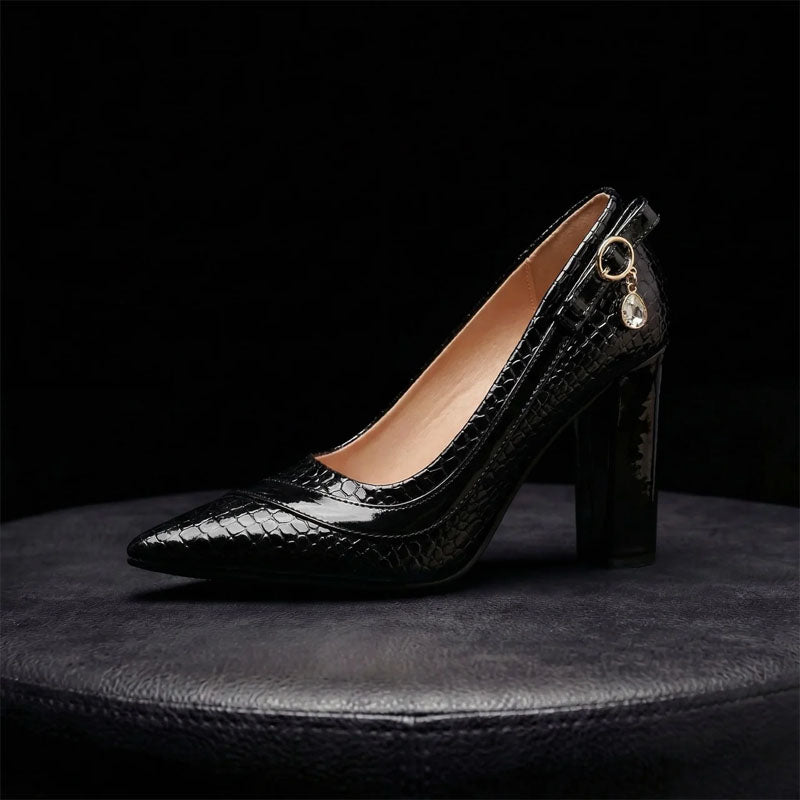 Victoria - Women's Embossed Animal Print High Block Heels