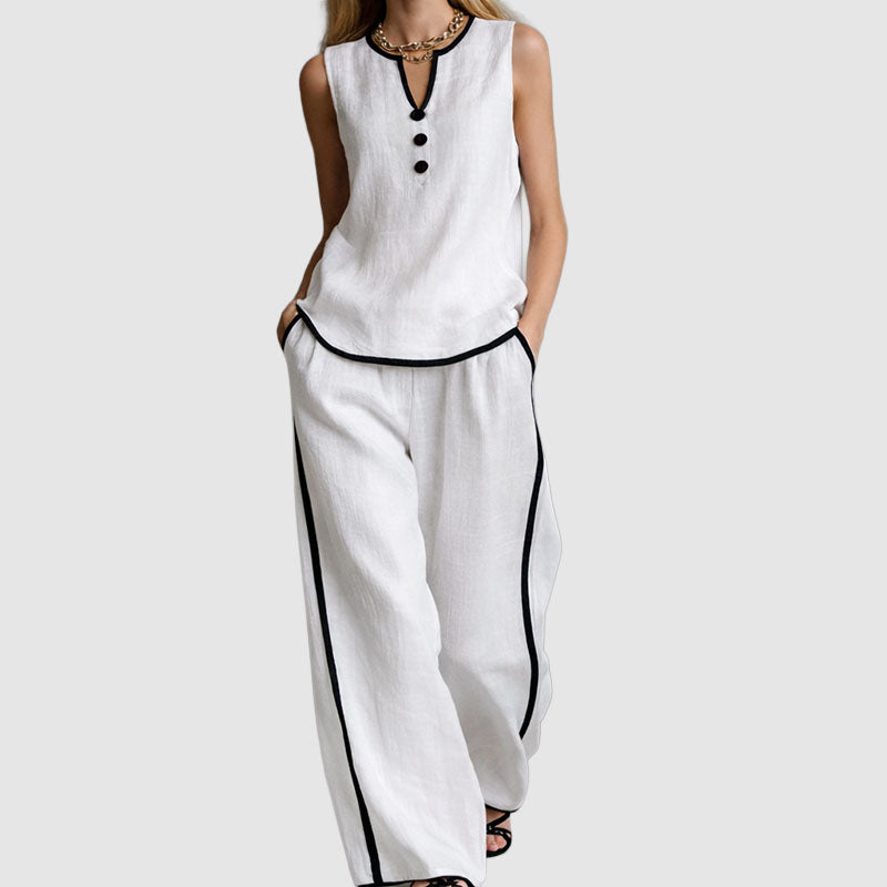 Victoria - Women's Sleeveless Top and Wide-Leg Pants Set