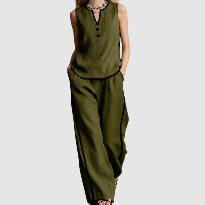Victoria - Women's Sleeveless Top and Wide-Leg Pants Set