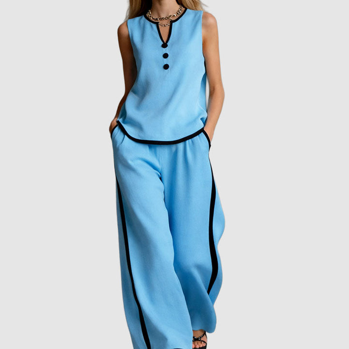 Victoria - Women's Sleeveless Top and Wide-Leg Pants Set