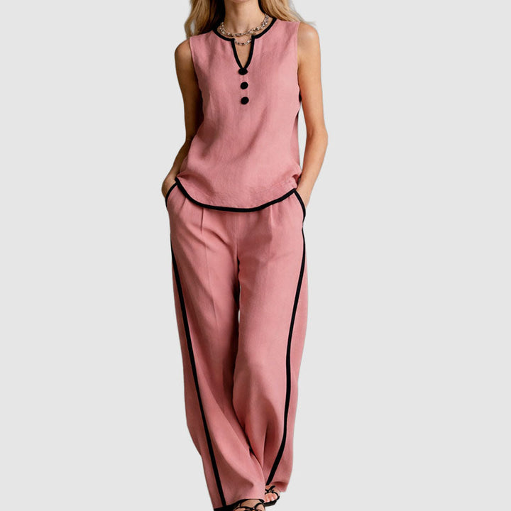 Victoria - Women's Sleeveless Top and Wide-Leg Pants Set