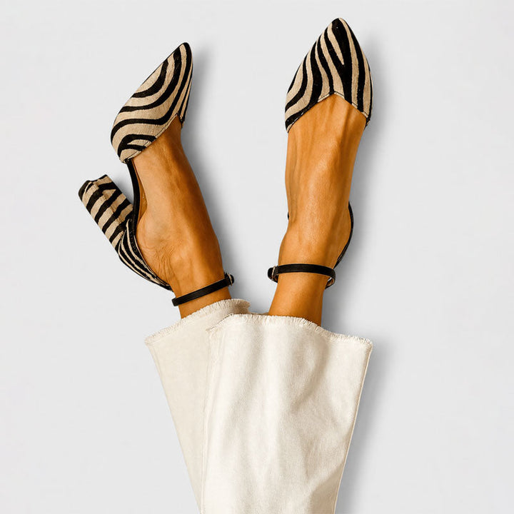 Victoria - Women's Zebra Print Pointed Toe Block Heels