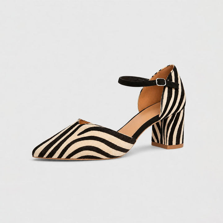 Victoria - Women's Zebra Print Pointed Toe Block Heels