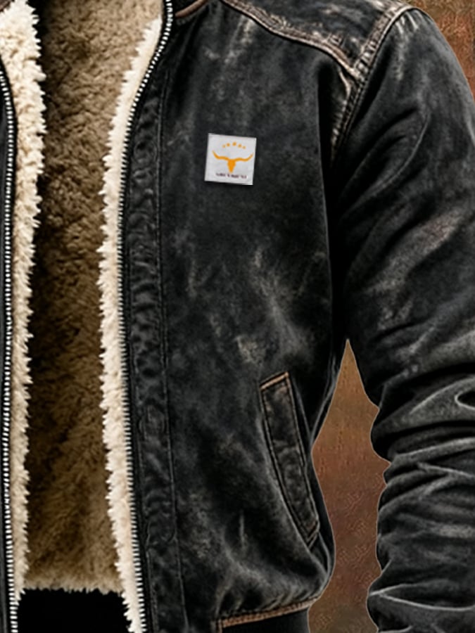 Viktor - Men's Sherpa-Lined Suede Jacket with Ribbed Trim