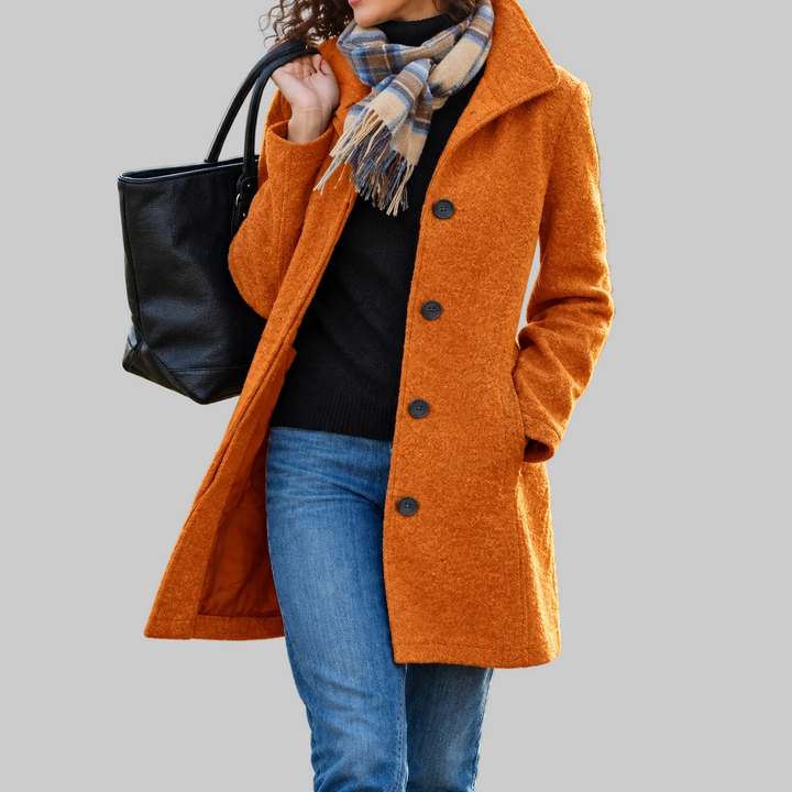 Violet - Women's Textured Single-Breasted Long Coat