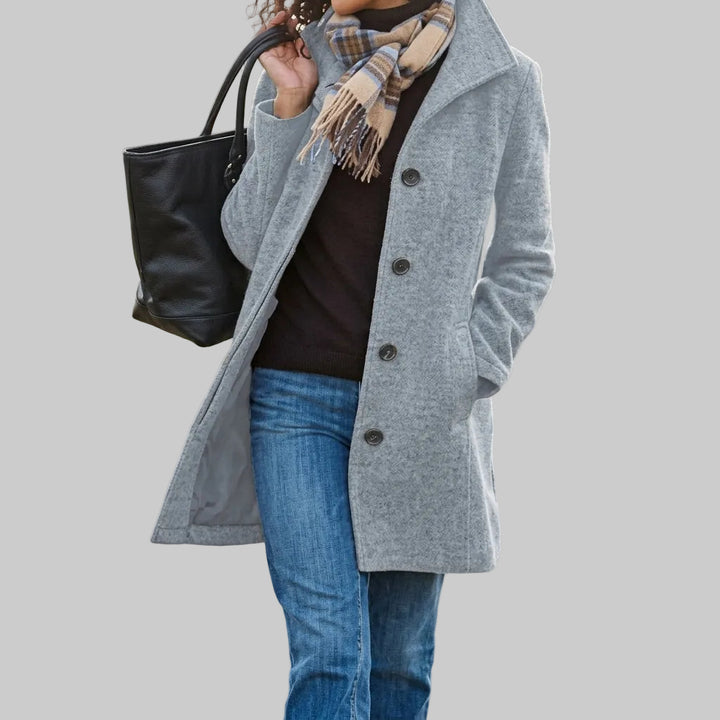 Violet - Women's Textured Single-Breasted Long Coat