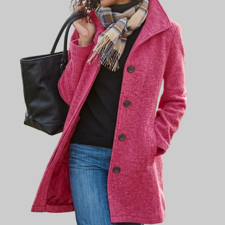 Violet - Women's Textured Single-Breasted Long Coat