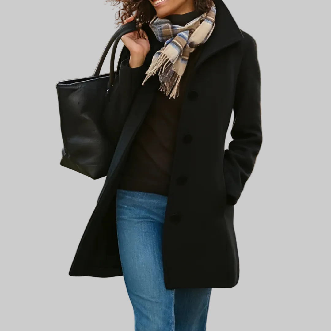 Violet - Women's Textured Single-Breasted Long Coat