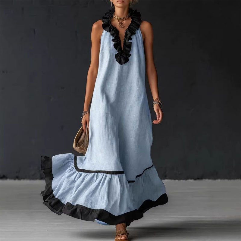 Virginia - Women's Tiered Ruffle Hem Maxi Dress