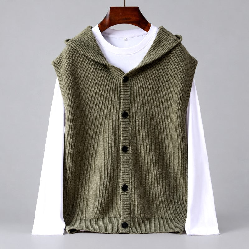 Warren - Men's Wool Hooded Button-Front Sweater Vest 1