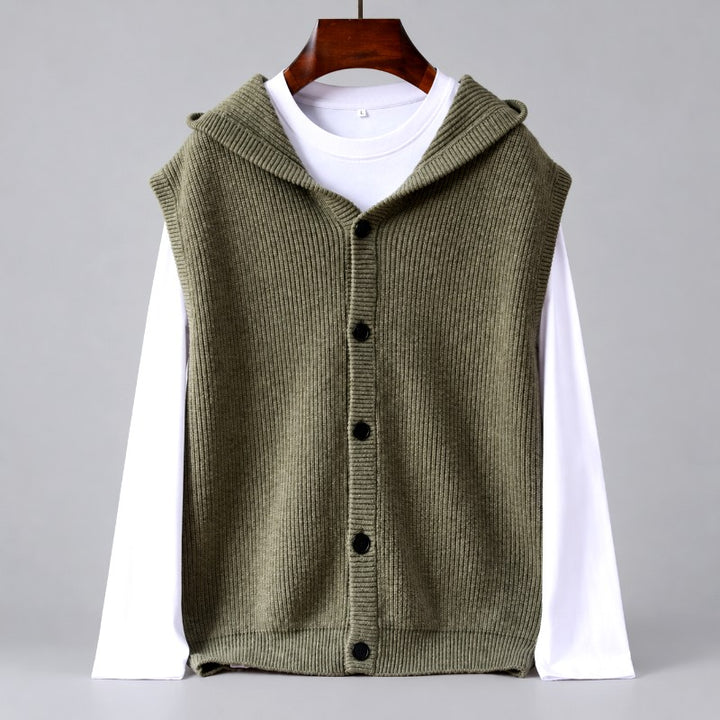 Warren - Men's Wool Hooded Button-Front Sweater Vest 1