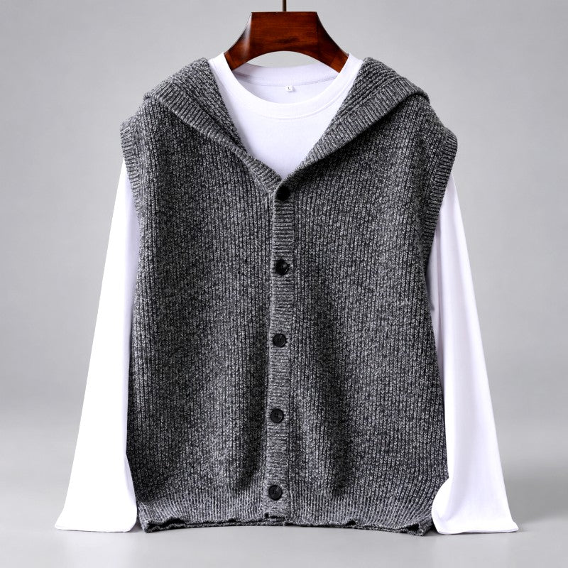 Warren - Men's Wool Hooded Button-Front Sweater Vest 2