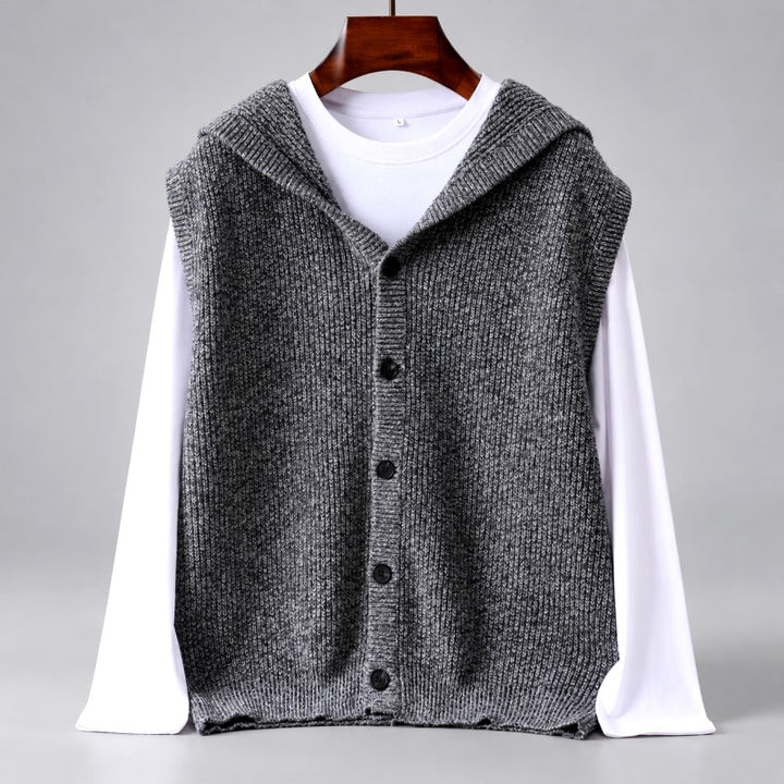 Warren - Men's Wool Hooded Button-Front Sweater Vest 2