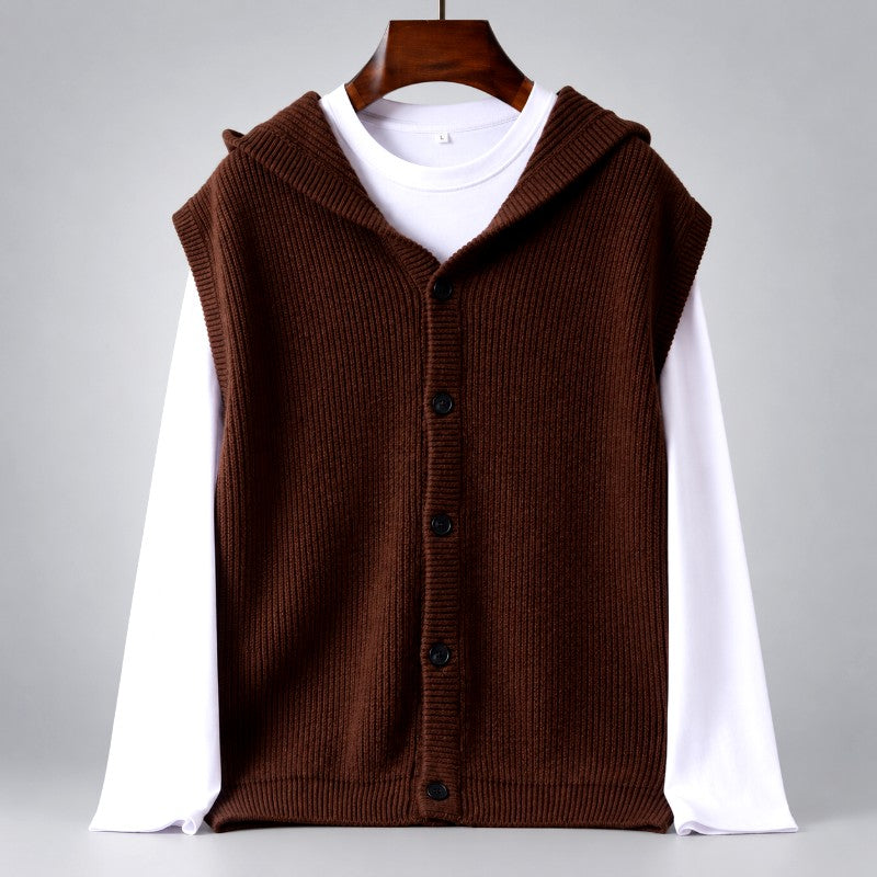 Warren - Men's Wool Hooded Button-Front Sweater Vest 3