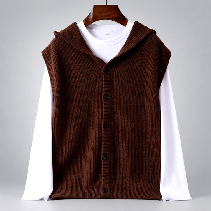 Warren - Men's Wool Hooded Button-Front Sweater Vest 3