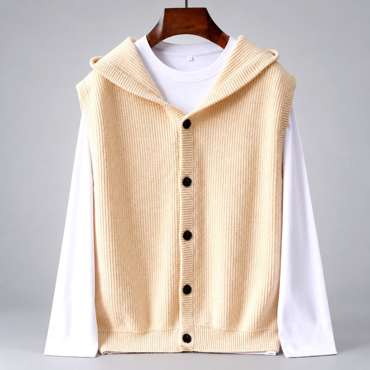 Warren - Men's Wool Hooded Button-Front Sweater Vest 4