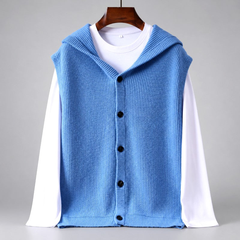 Warren - Men's Wool Hooded Button-Front Sweater Vest 5