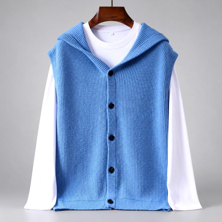 Warren - Men's Wool Hooded Button-Front Sweater Vest 5