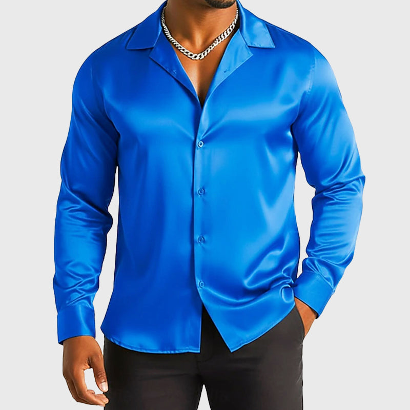 Wesley - Men's Formal Button-Up Satin Shirt