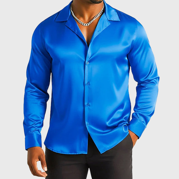 Wesley - Men's Formal Button-Up Satin Shirt