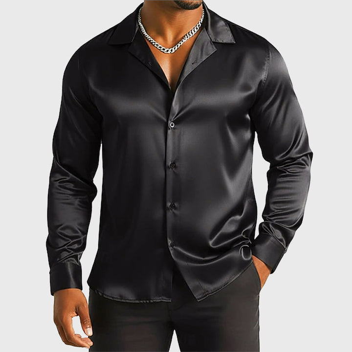 Wesley - Men's Formal Button-Up Satin Shirt
