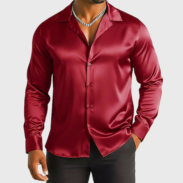 Wesley - Men's Formal Button-Up Satin Shirt