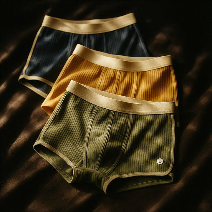 Wesley - Men's Retro Ribbed Knit Boxer Short Set