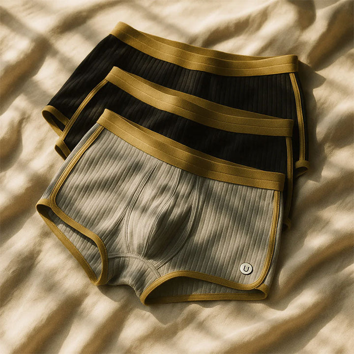 Wesley - Men's Retro Ribbed Knit Boxer Short Set