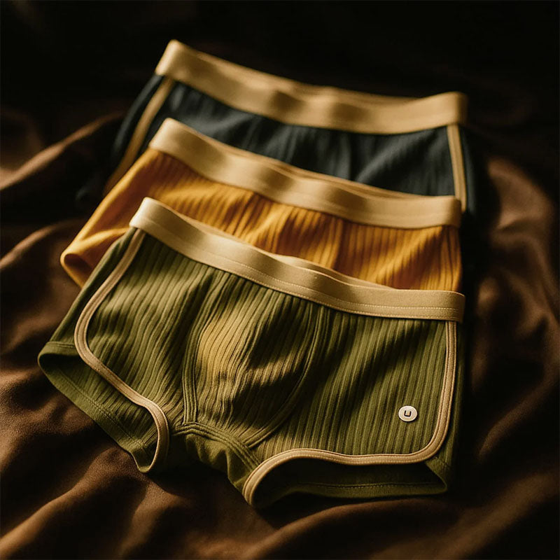 Wesley - Men's Retro Ribbed Knit Boxer Short Set