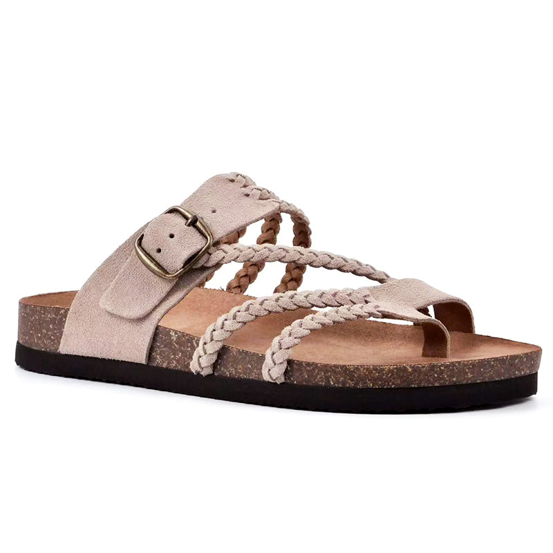 Wrenley - Women’s Braided Buckle Slide Sandals