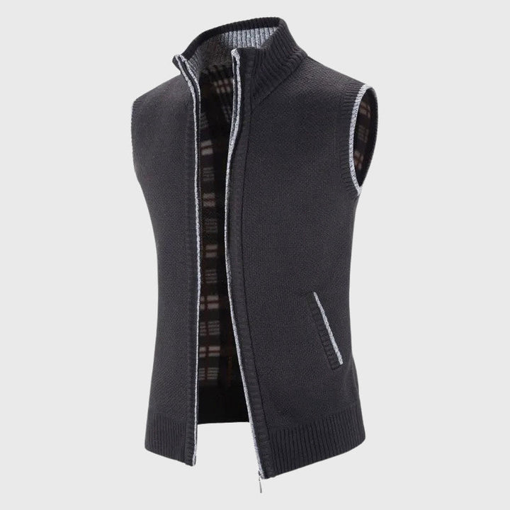 Adam - Men's Full-Zip Knit Vest with Contrast Trim