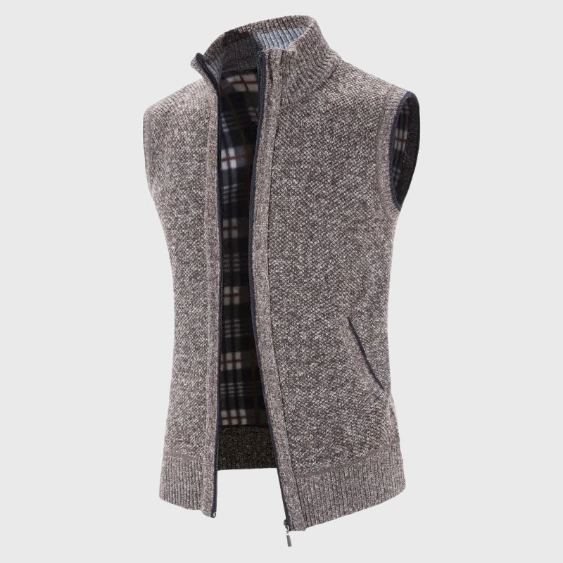 Adam - Men's Full-Zip Knit Vest with Contrast Trim