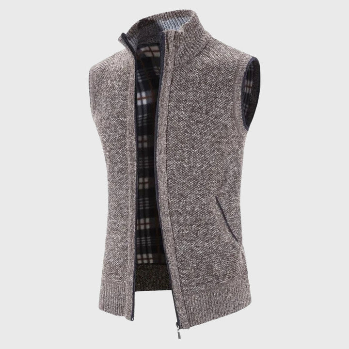 Adam - Men's Full-Zip Knit Vest with Contrast Trim