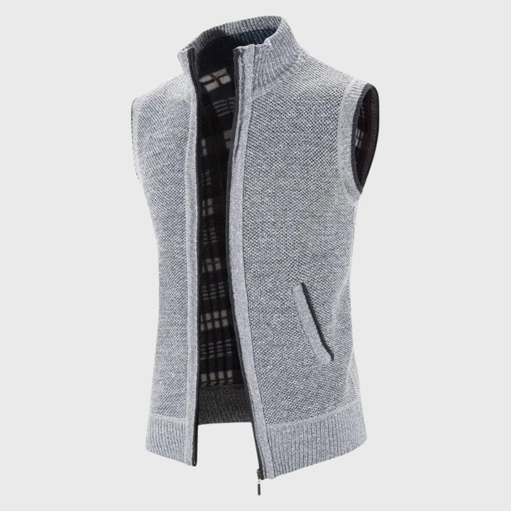 Adam - Men's Full-Zip Knit Vest with Contrast Trim