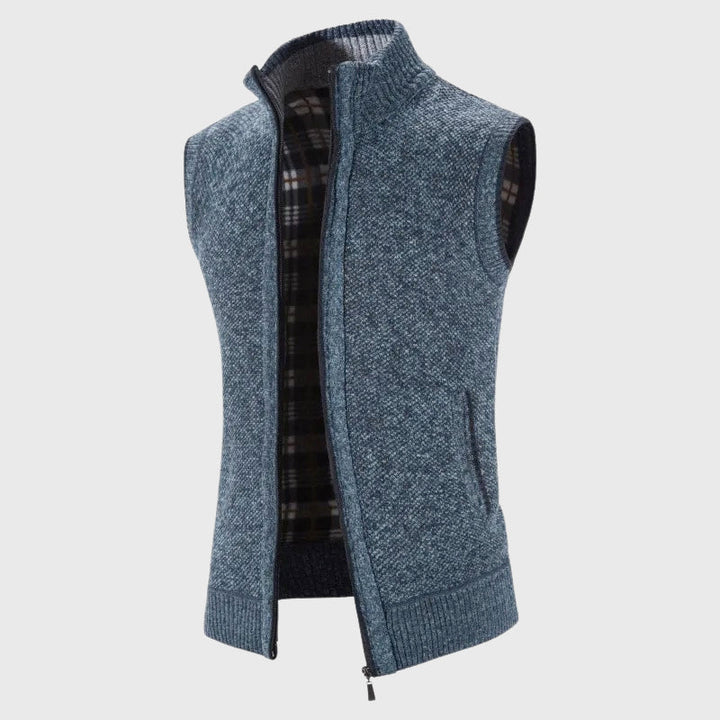 Adam - Men's Full-Zip Knit Vest with Contrast Trim
