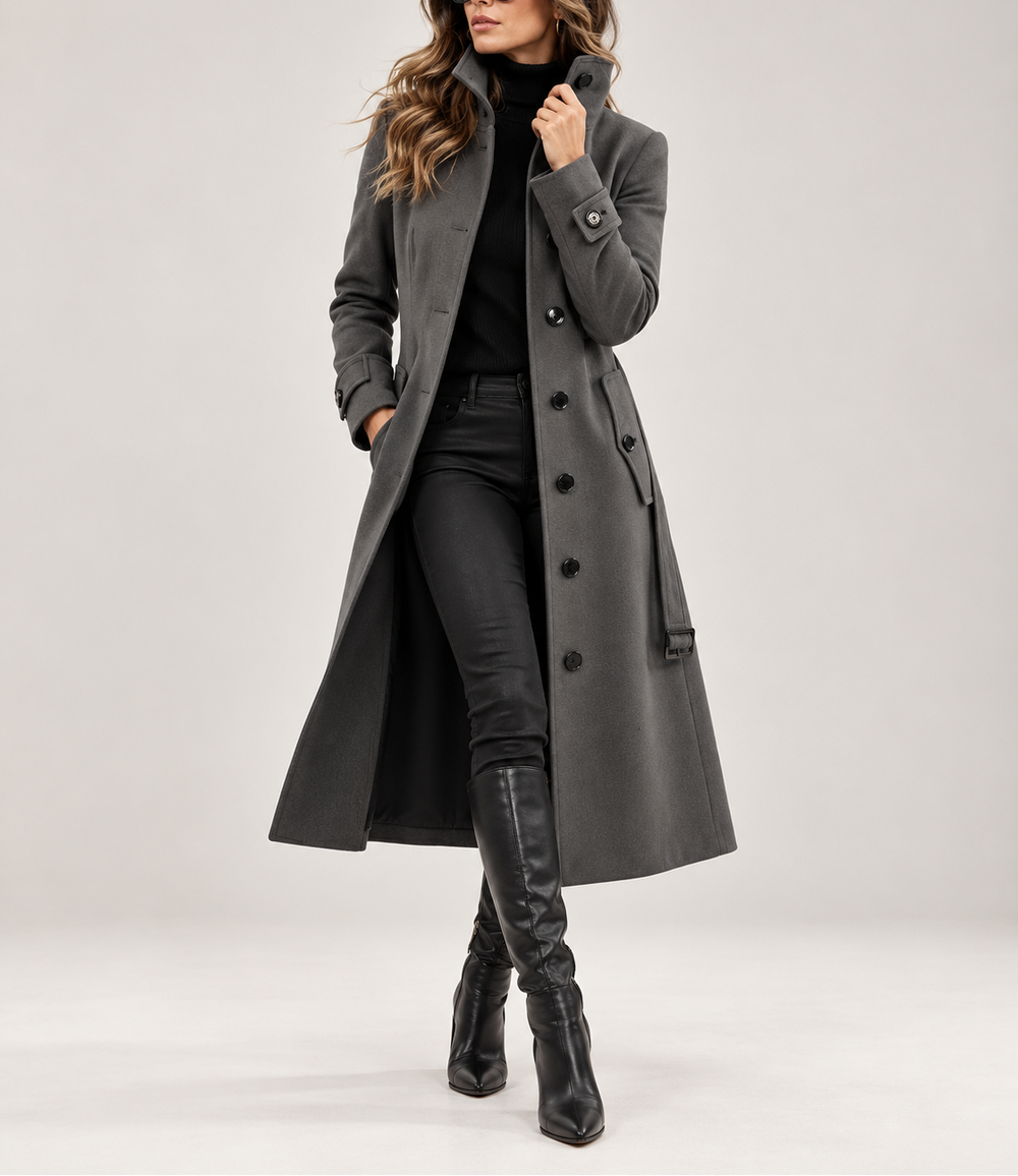 Addison - Women's Double-Breasted Trench Coat with Tie Waist