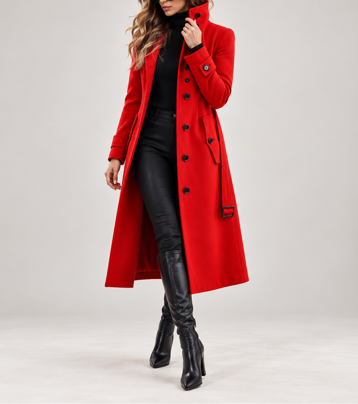 Addison - Women's Double-Breasted Trench Coat with Tie Waist