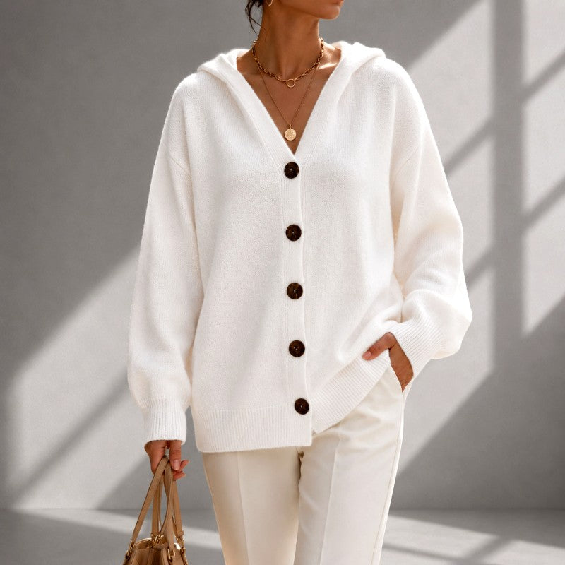 Adelaide - Women's Hooded V-Neck Relaxed Cardigan 2
