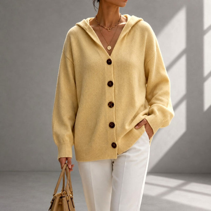 Adelaide - Women's Hooded V-Neck Relaxed Cardigan 3