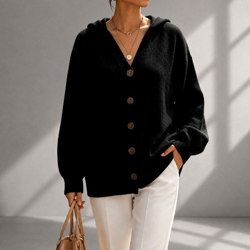 Adelaide - Women's Hooded V-Neck Relaxed Cardigan 4