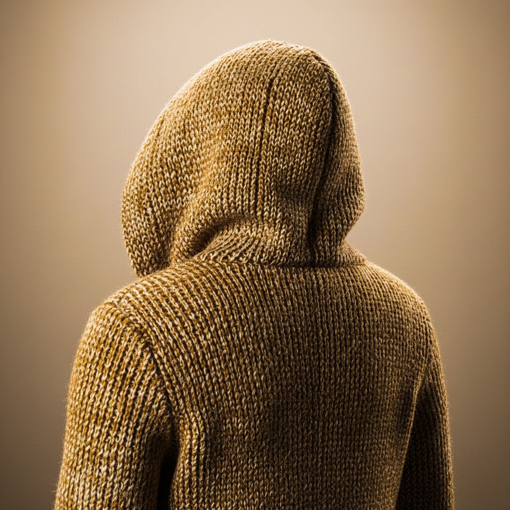 Adrian - Men's Wool-Blend Hooded Cardigan with Ribbed Trim