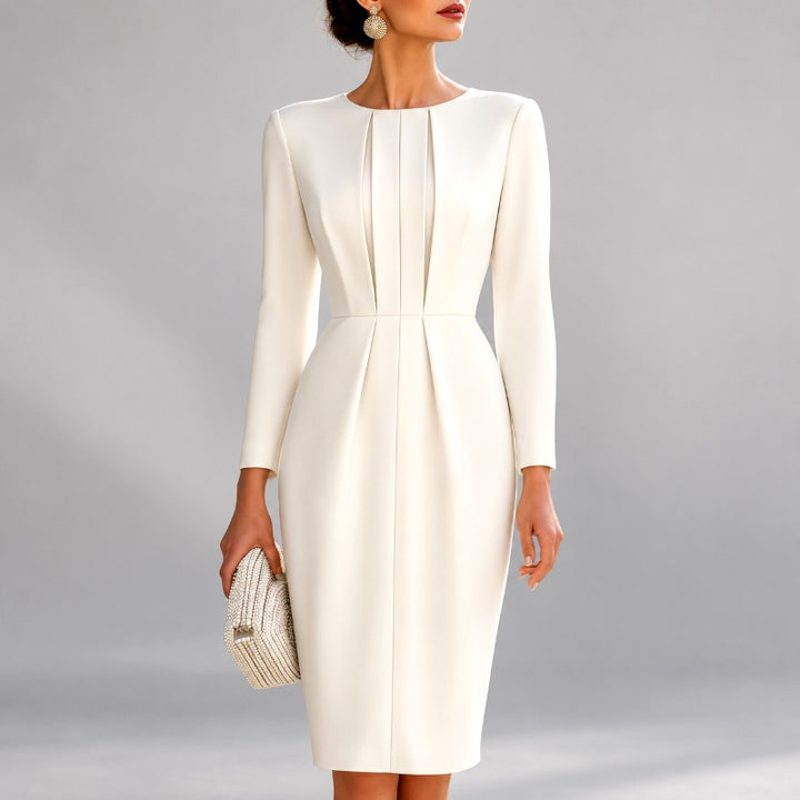 Aimee - Women's Pleated Long Sleeve Formal Evening Dress 1