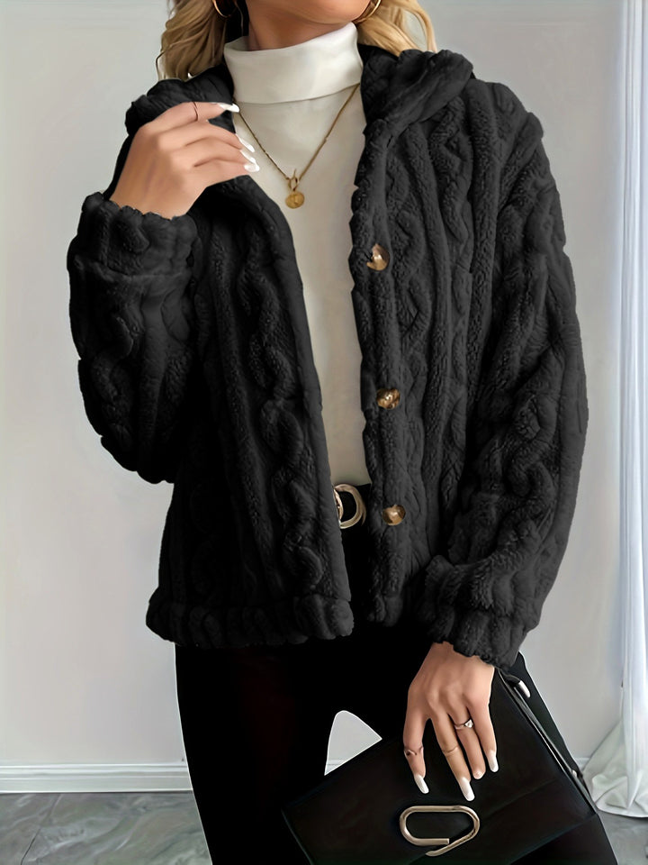 Ainsley - Women's Textured Knit Sherpa Button Jacket 3