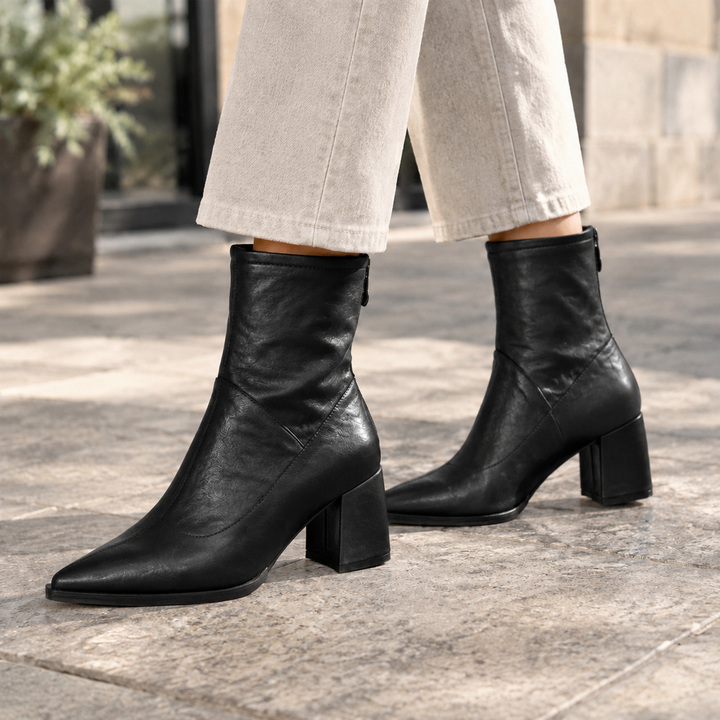 Aisha - Women's Pointed-Toe Ankle Boots with Rear Zip