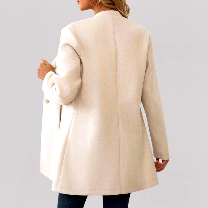 Alanna - Women's Stand-Collar Button-Front Mid-Length Coat 6