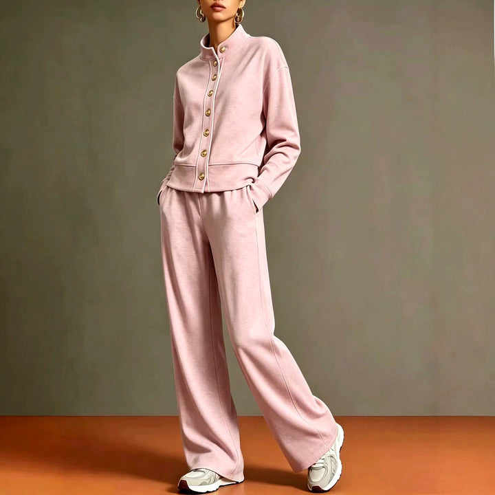 Alanna - Women's Stand Collar Long Sleeve Matching Set 2